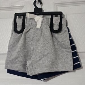 0-3 Month Boy,  Gray and Navy With White Stripes,  Shorts Set NWT.
